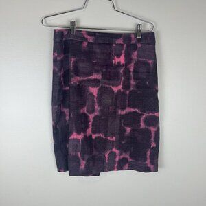 J Crew Pencil Skirt Size 4 Women's Purple Pink Blossom Floral Linen Blend Lined
